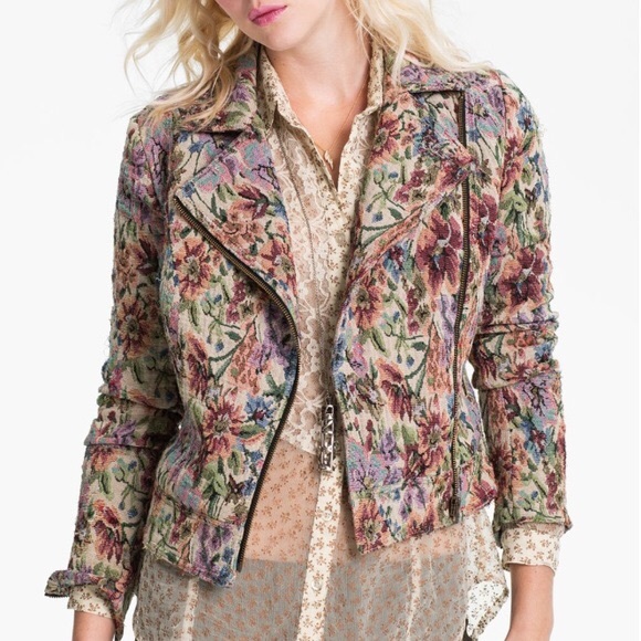 Free People Jackets & Blazers - Free People Tapestry Moto Jacket